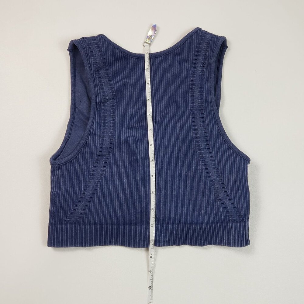 Spiritual Gangster Seamless Ribbed V-Neck Crop Bralette Womens M/L Deep Sea Blue - Picture 10 of 16